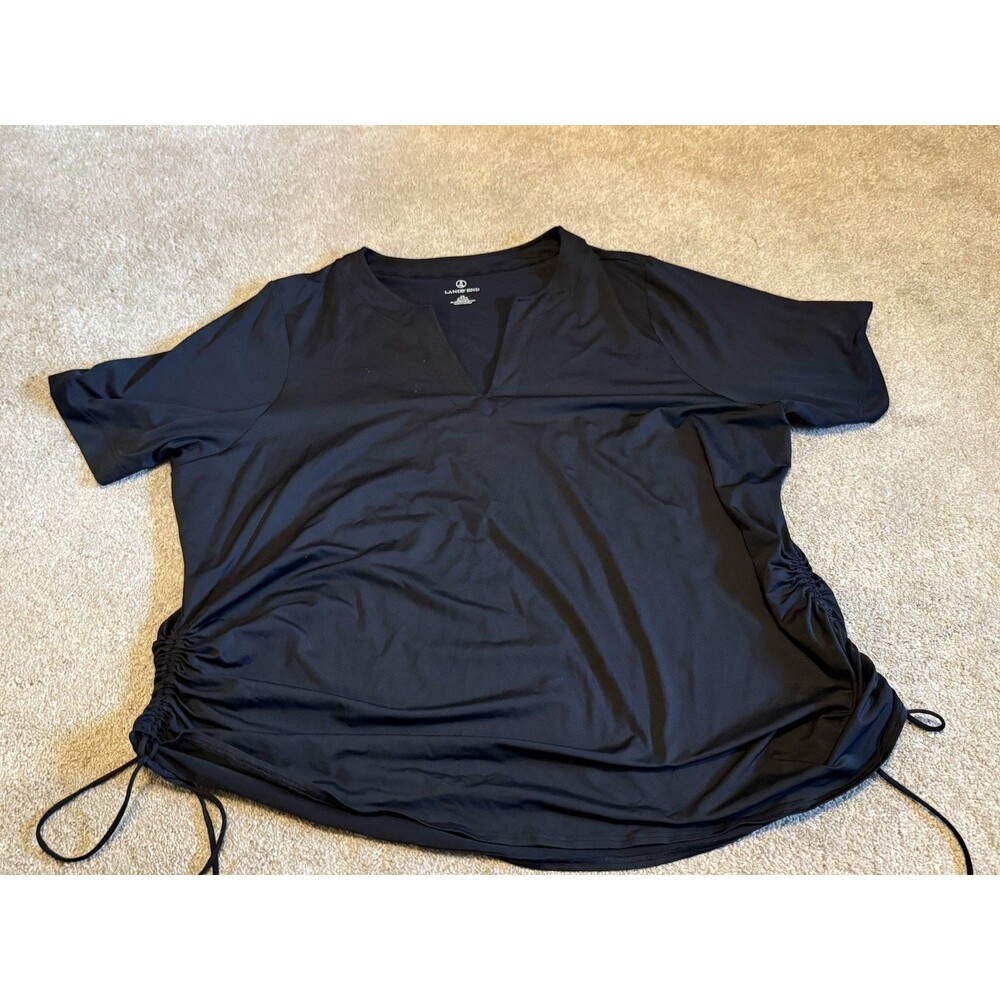 Lands End Swim Tee rash guard top Women's plus size 3X Black Side Tie